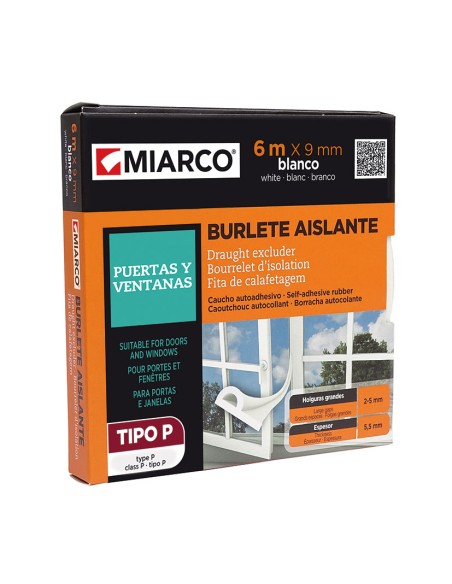 BURLETE CAUCHO TIPO P 9 MM X 6 M. BLANCO