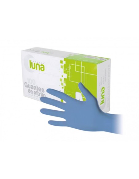 Guante desechable de nitrilo azul sin polvo [ 100 Unid. ]